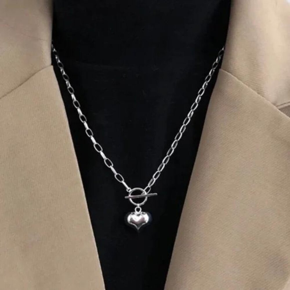 LOVE HEART 925 STERLING SILVER PENDANT NECKLACE, NICE NECKLACE, CUTE NECKLACE - Picture 1 of 6